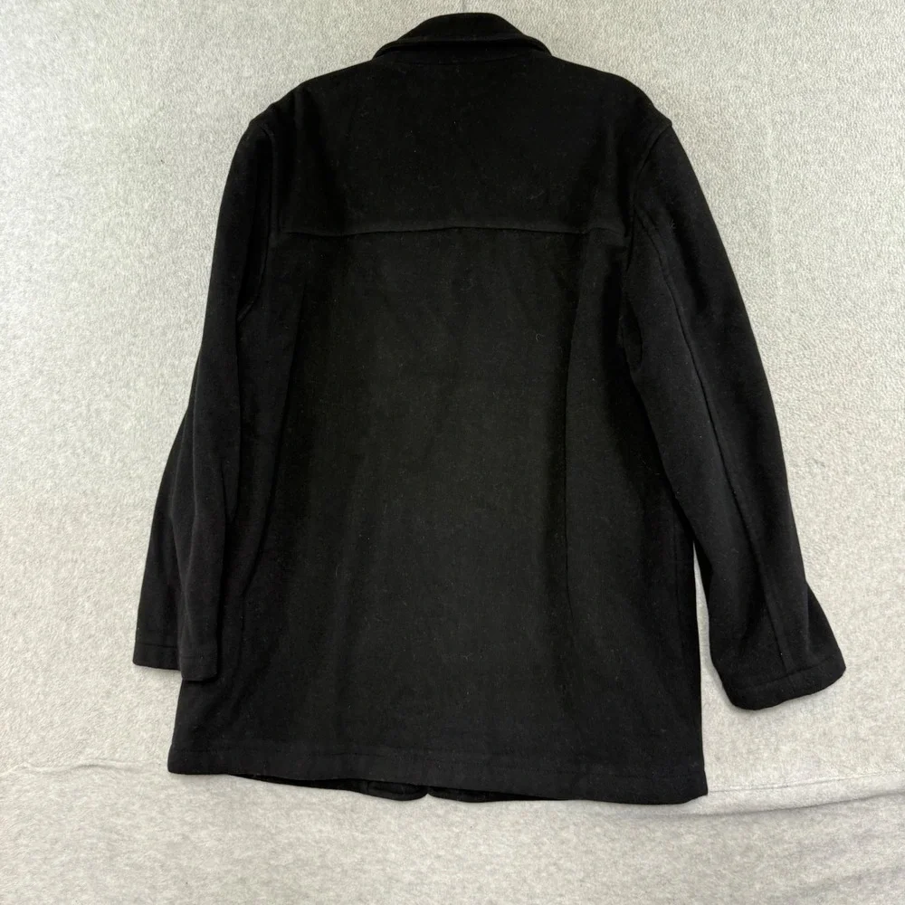 J.Crew Wool Thinsulate Car Coat Jacket Mens Large Black Quilted Lining 12539